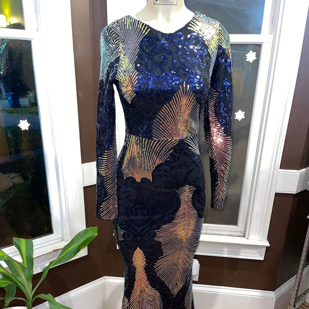 Unbranded Women's Black and Gold Dress